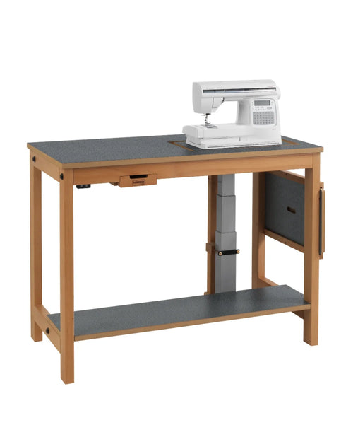 Sjöbergs Symaskinsbord, med elhiss, mörkgrå Virrvarr