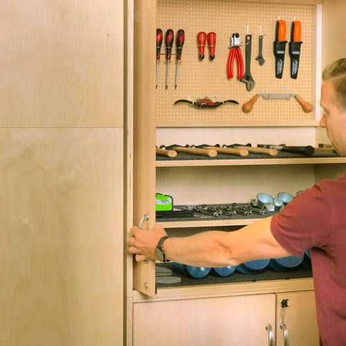 Sjöbergs Skåp 1, glas-/björkdörrar