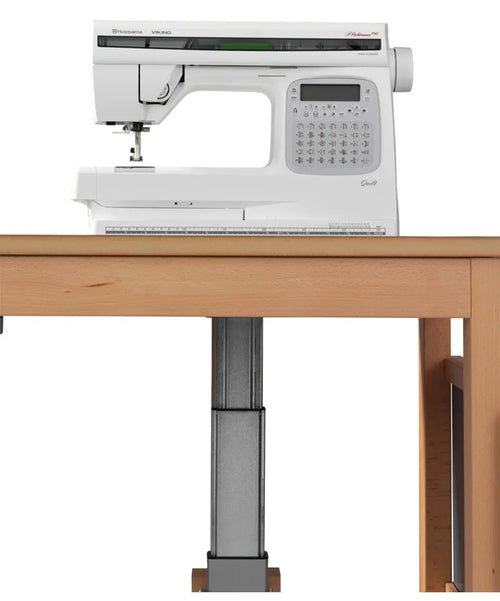 Sjöbergs Symaskinsbord, med elhiss, mörkgrå Virrvarr